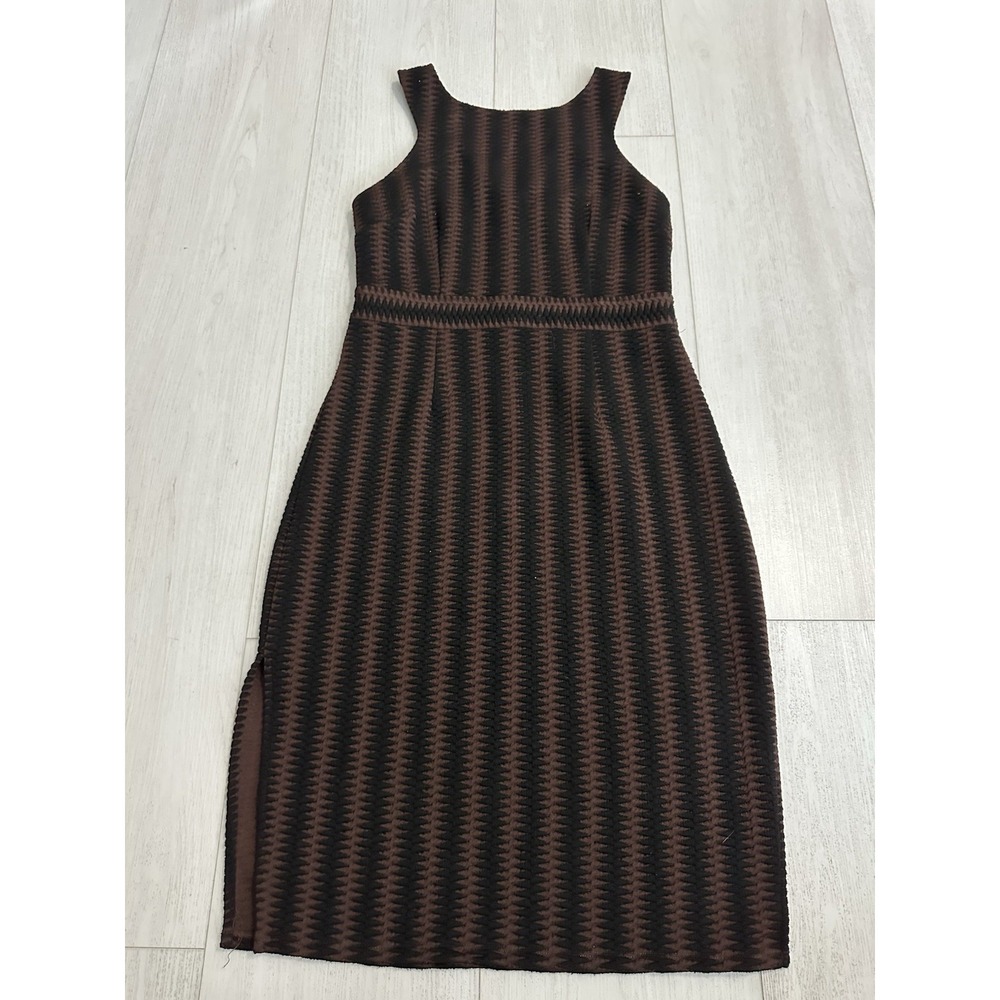 Anthropologie Maeve Meridian Sheath Dress Size M Brown Black Sleeveless